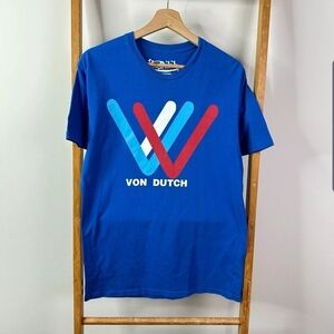 Vintage Von Dutch T Shirt Size Small Y2K Classic Big Logo Blue Crewneck Size S